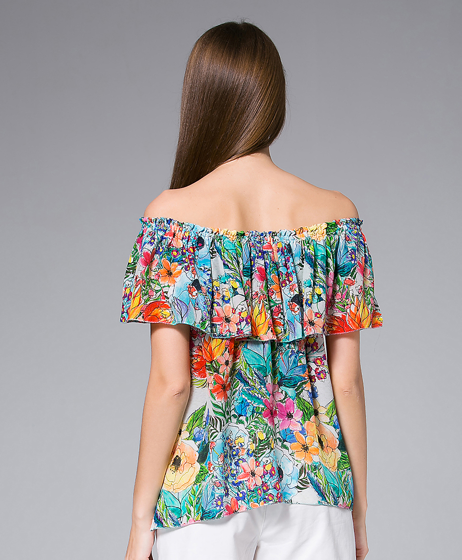 Tops - Flowers Printed silk crepe top